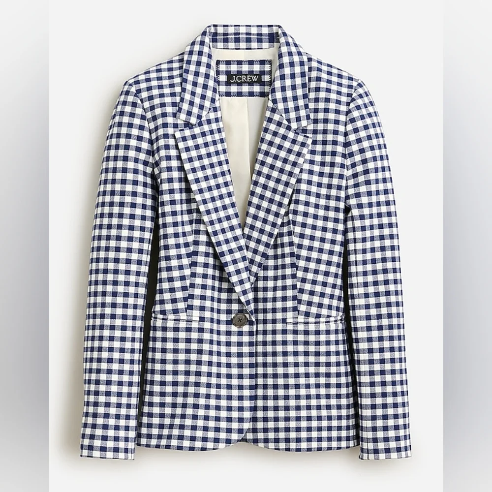 Parke blazer in gingham bi-stretch cotton blend